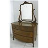 Image 1 : Oak 4 drawer dresser with beveled swivel mirror