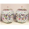 Image 1 : 2 Chinese paint decorated octagonal ginger jars