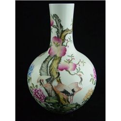 Vase depicting "Peaches & Peacock"