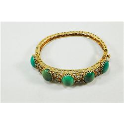 14kt gold, diamond & turquoise bangle bracelet