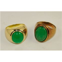 2 gold plated jade men's rings