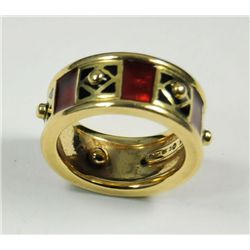 Hidalgo red & black enamelled 18kt gold band