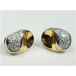 Pair 14kt  gold & diamond encrusted earrings