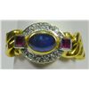 Image 2 : 18kt gold sapphire ruby & diamond chain ring