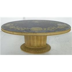 Oval mirrored coffee table