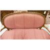Image 2 : Italian carved walnut red upholstered loveseat