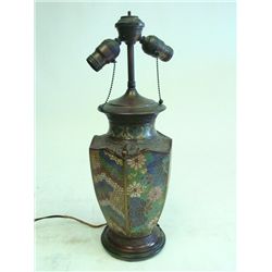 Cloisonne vase mounted as a lamp