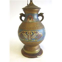 Cloisonne vase mounted as lamp