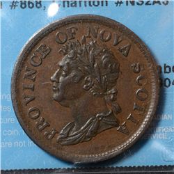 Breton # 868, Charlton # NS-2A3, CCCS VF-30, 1824 Penny Token.