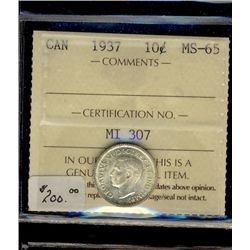 10 Cents 1937, ICCS MS-65.