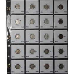 10 Cents 1938 to 1965, 33 coins with all kind of varieties, Dot, Die Break, Double Date, Clip etc, t