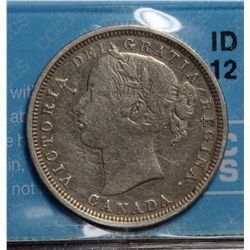 20 Cents 1858, CCCS F-12; Weak Strike, Cleaned.