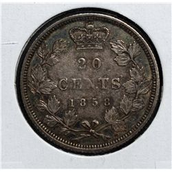 20 Cents 1858 Re-engraved 5,  VF-30.