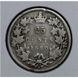 25 Cents 1880H N/W0 G-6.