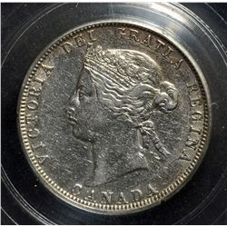 25 Cents 1880H, CCCS VF-30; Narrow 0, Inverted A/V (Bar in A) in hard holder.
