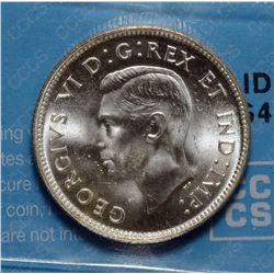 25 Cents 1942, CCCS MS-64. Flashy white near gem coin.