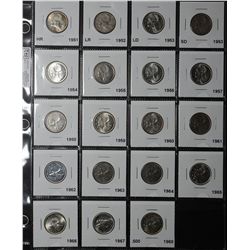 25 Cents 1951 HR MS-63 to 1968 Si MS-64, read. Lot of 19 coins.