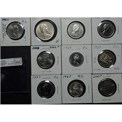 25 Cents 1967 & 1969, 1969, 1970, 1984, 1987, 1997 specimen, 2002P(2) 50 Cents & 1971 $1.00