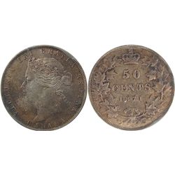 50 Cents 1871H, ICCS MS-62. Victorian key issue with lustre and golden shades. Extremely scarce in U