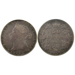 50 Cents 1881H, PCGS AU-55. Light to medium tones.