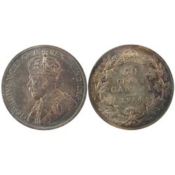 50 Cents 1916, ICCS MS-64. Light golden to green tints over full underlying lustre. A very nice Geor