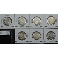 50 Cents 1941 ND AU-50, 1941 WD AU-50, 1942 ND EF-40, 1942 WD AU-55, 1943 ND MS-60, 1943 WD AU-50 & 