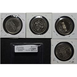 1 dollar 1971 MS, 1971 UNC Cameo, 1973 MS, 1973 UNC with some doubling on reverse. Lot of 4 coins.