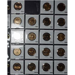 1 Dollar 1987 to 2011 read description. Lot of 39 coins.