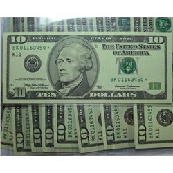 SET OF 10 CONSECUTIVE SERIAL NUMBERS STAR NOTES 1999