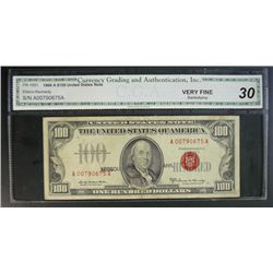 1966 $100 U.S. NOTE, FR-1551 CGA VF30, bank stamp