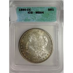 1890-CC MORGAN DOLLAR ICG MS-64 ORIGINAL