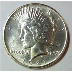 1921 PEACE DOLLAR HIGH RELIEF MS-63 NICE WHITE COIN