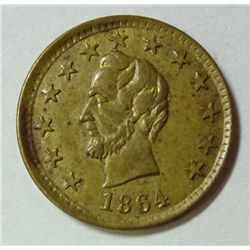 1864 LINCOLN CIVIL WAR TOKEN "OK" ON REVERSE