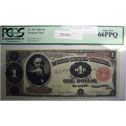 1891 $1.00 TREASURY NOTE FR. 351 PCGS MS66 PPQ! WOW!
