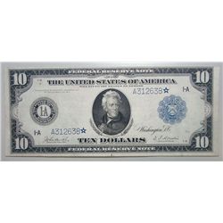 1914 $10 FEDERAL RESERVE STAR NOTE BOSTON AU/UNC