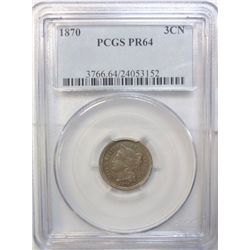 1870 proof 3 cent nickel  PCGSPR64