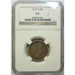 1913S Barber quarter  NGC06  VG GS bid = $1875