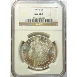 1880S Morgan $ NGC66 star  FROSTY WHITE  A BEAUTY