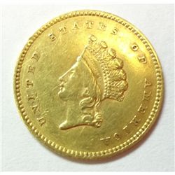 1854 T2 $1 gold  XF/AU