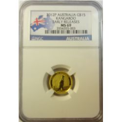 2012 $15  1/10 th oz. Australia Kangaroo Gold  NGC69