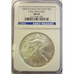 2008W silver Eagle reverse of 2007 NGC69