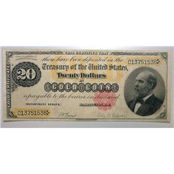 1882 $20 GOLD CERTIFICATE XF- AU BEAUTIFUL