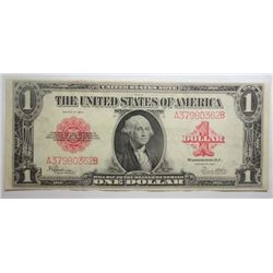 1923 $1 RED SEAL U.S. NOTE XF-AU