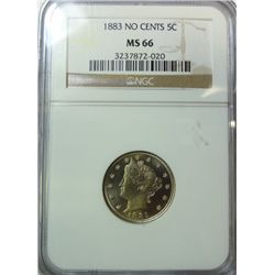 1883 NO CENTS LIBERTY NICKEL NGC MS-66