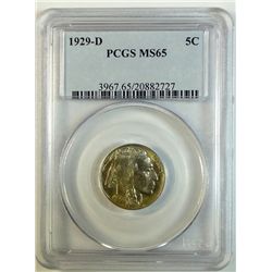 1929-D BUFFALO NICKEL PCGS MS 65 GEM!