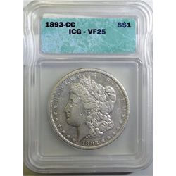 1893-CC MORGAN DOLLAR ICG VF-25