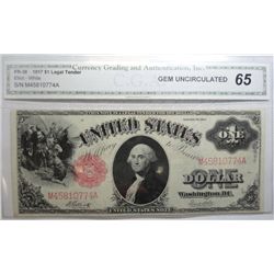 1917 $1 LEGAL TENDER CGA 65 GEM