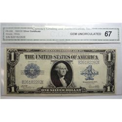 1923 $1 SILVER CERTIFICATE CGA 67