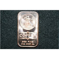 2012 Copper Ingot, .999 Fine 1 Oz.