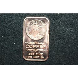 2012 Copper Ingot, .999 Fine 1 Oz.